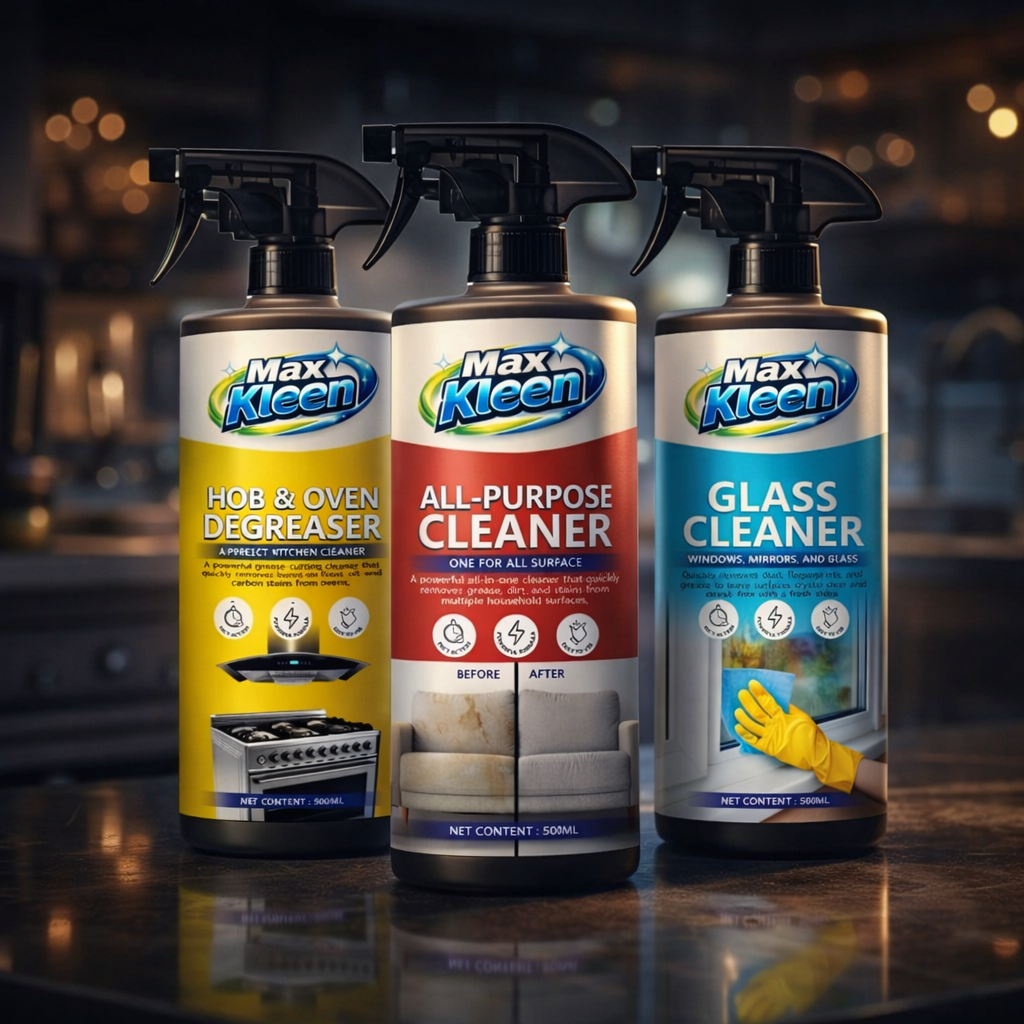 MaxKleen 3-in-1 Cleaning Kit – Sofa, Window & Kitchen/Oven Cleaner | 3 × 500ml